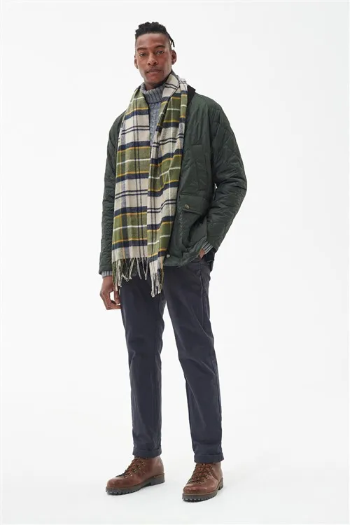 Barbour sjaal groen geruit acryl en wol