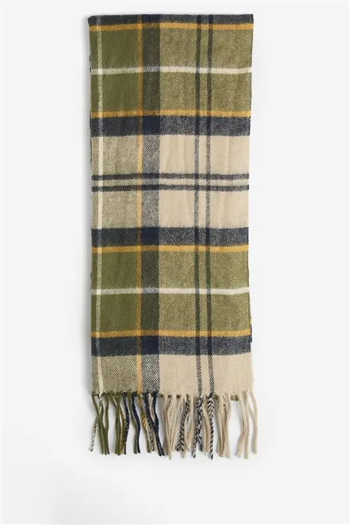 Barbour sjaal groen geruit acryl en wol