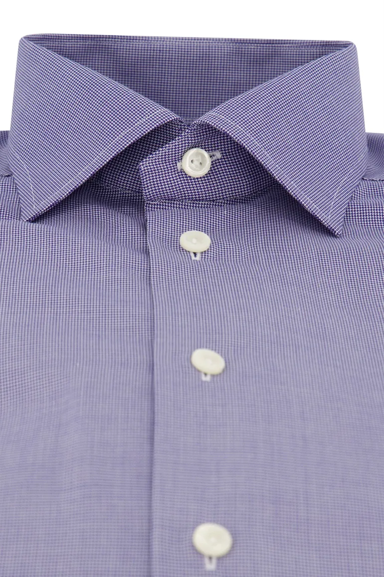 Eton overhemd blauw geruit katoen