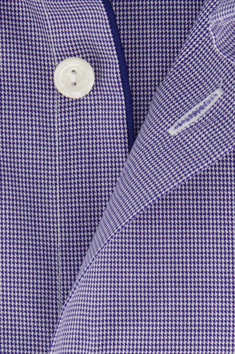 Eton overhemd blauw geprint katoen