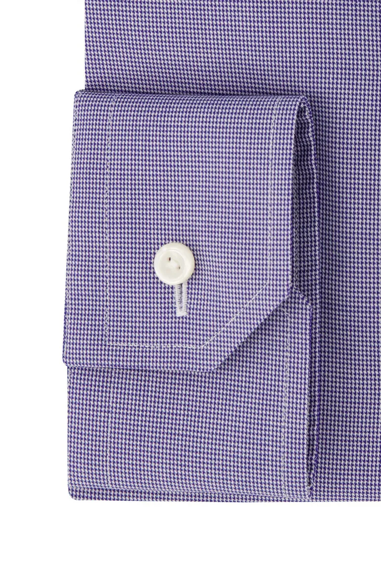 Eton overhemd blauw geruit katoen