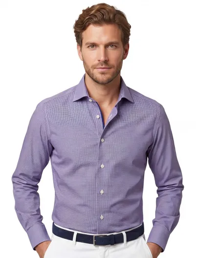 Eton Eton overhemd blauw geprint katoen