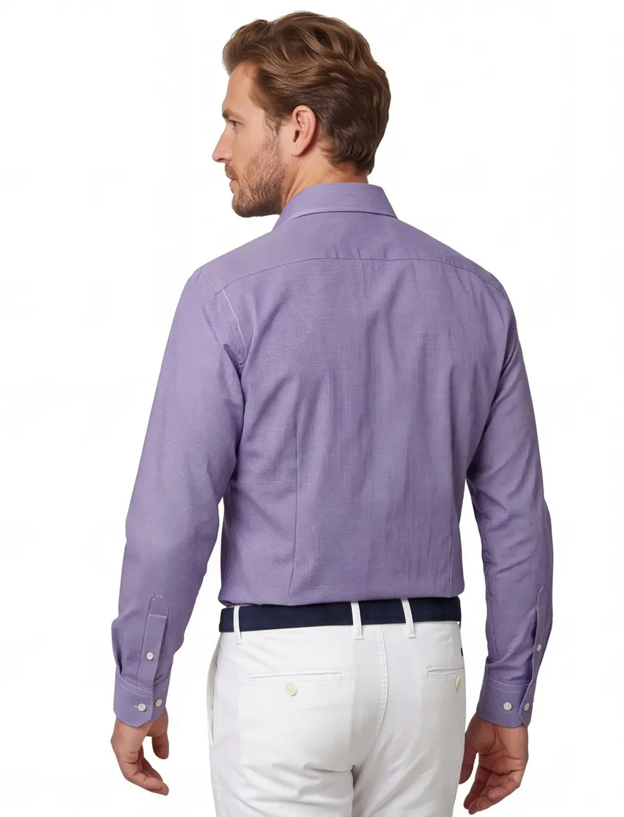 Eton overhemd blauw geprint katoen