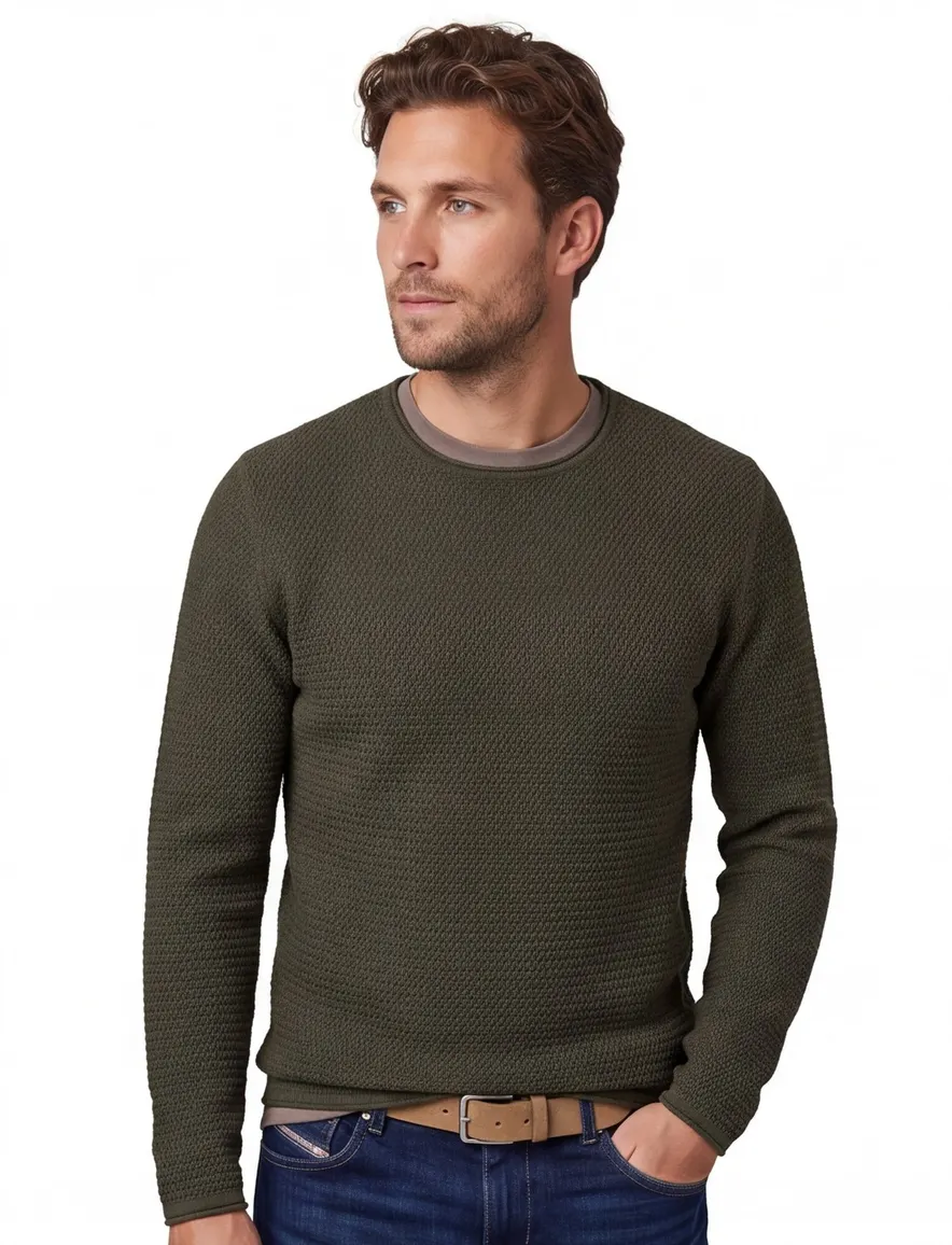Jack & Jones trui ronde hals groen effen katoen