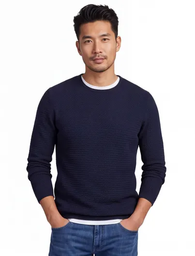 Jack & Jones trui Jack & Jones ronde hals donkerblauw effen katoen