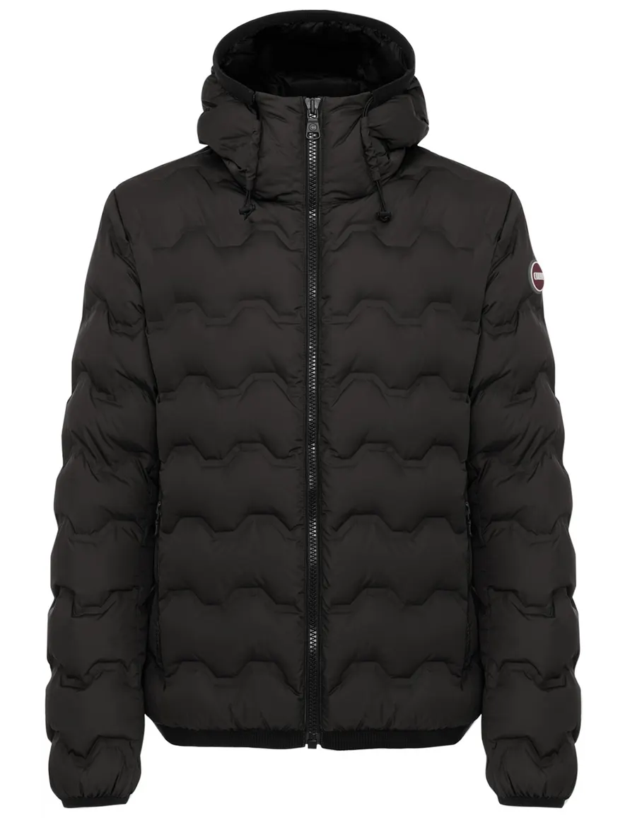 Colmar gewatteerde tussenjas zwart effen rits slim fit