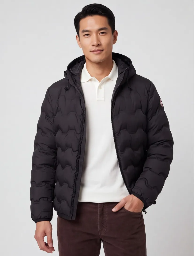 Colmar korte tussenjas zwart effen rits slim fit met capuchon