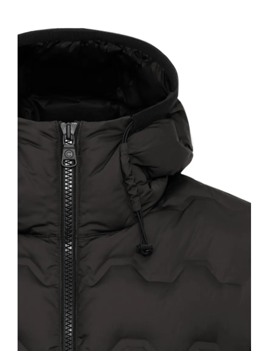 Colmar gewatteerde tussenjas zwart effen rits slim fit
