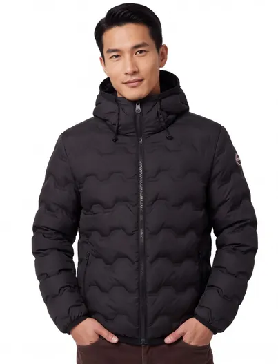 Colmar Colmar gewatteerde tussenjas zwart effen rits slim fit