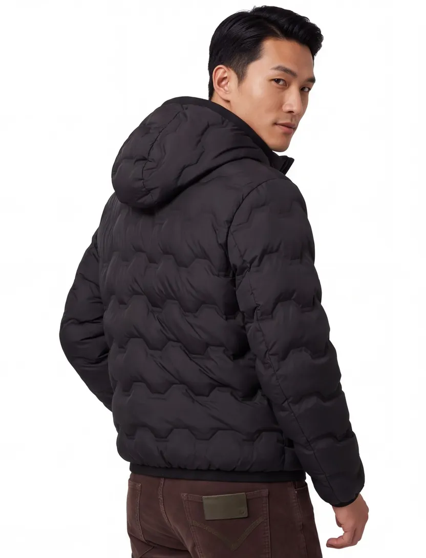 Colmar korte tussenjas zwart effen rits slim fit met capuchon