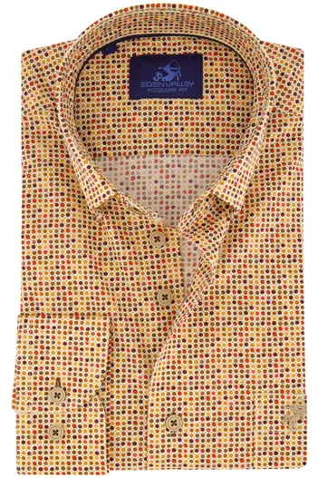 Eden Valley Eden Valley overhemd casual wijde fit oranje geprint katoen