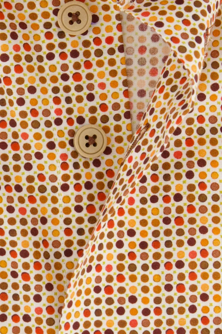 Eden Valley overhemd casual wijde fit oranje geprint katoen