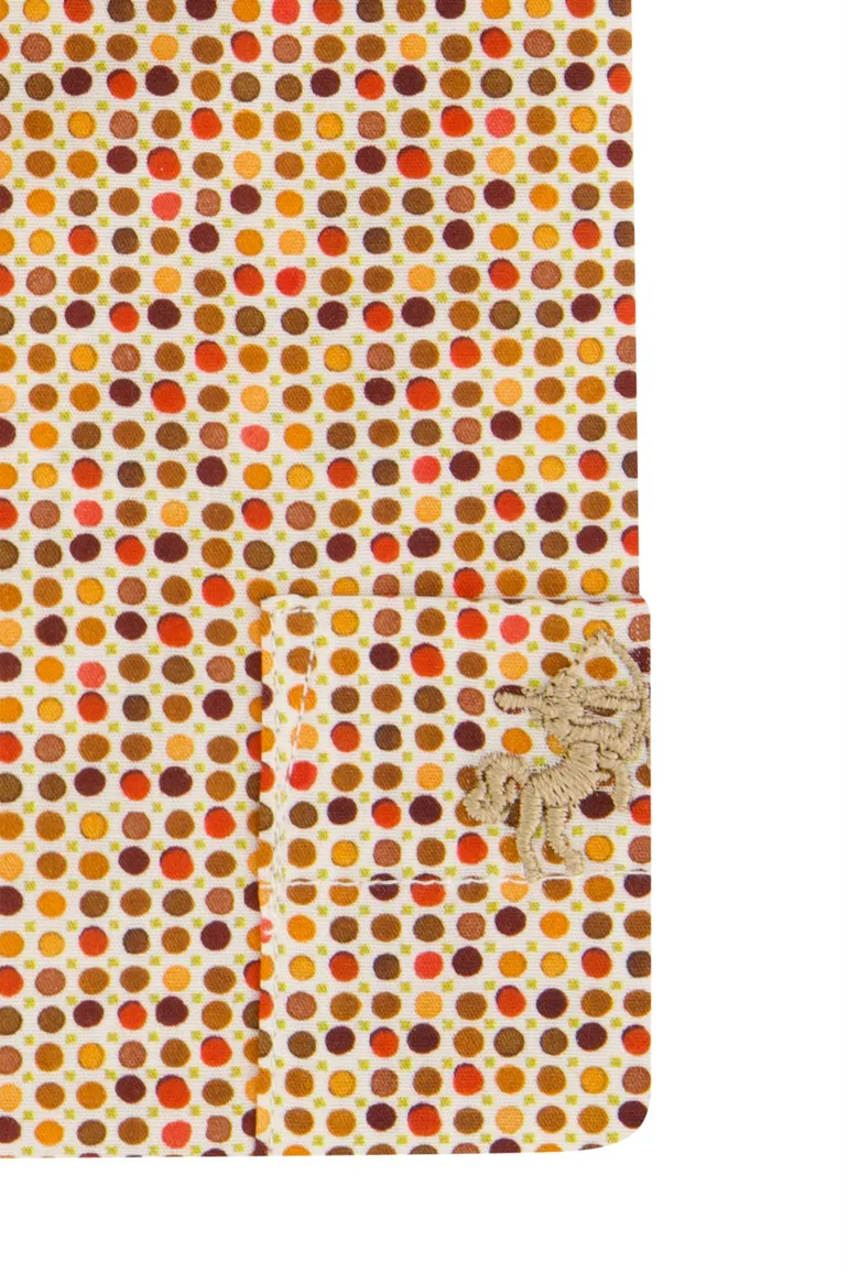 Eden Valley overhemd casual wijde fit oranje geprint katoen
