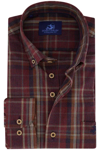 Eden Valley Eden Valley overhemd regular fit katoen bordeaux geruit