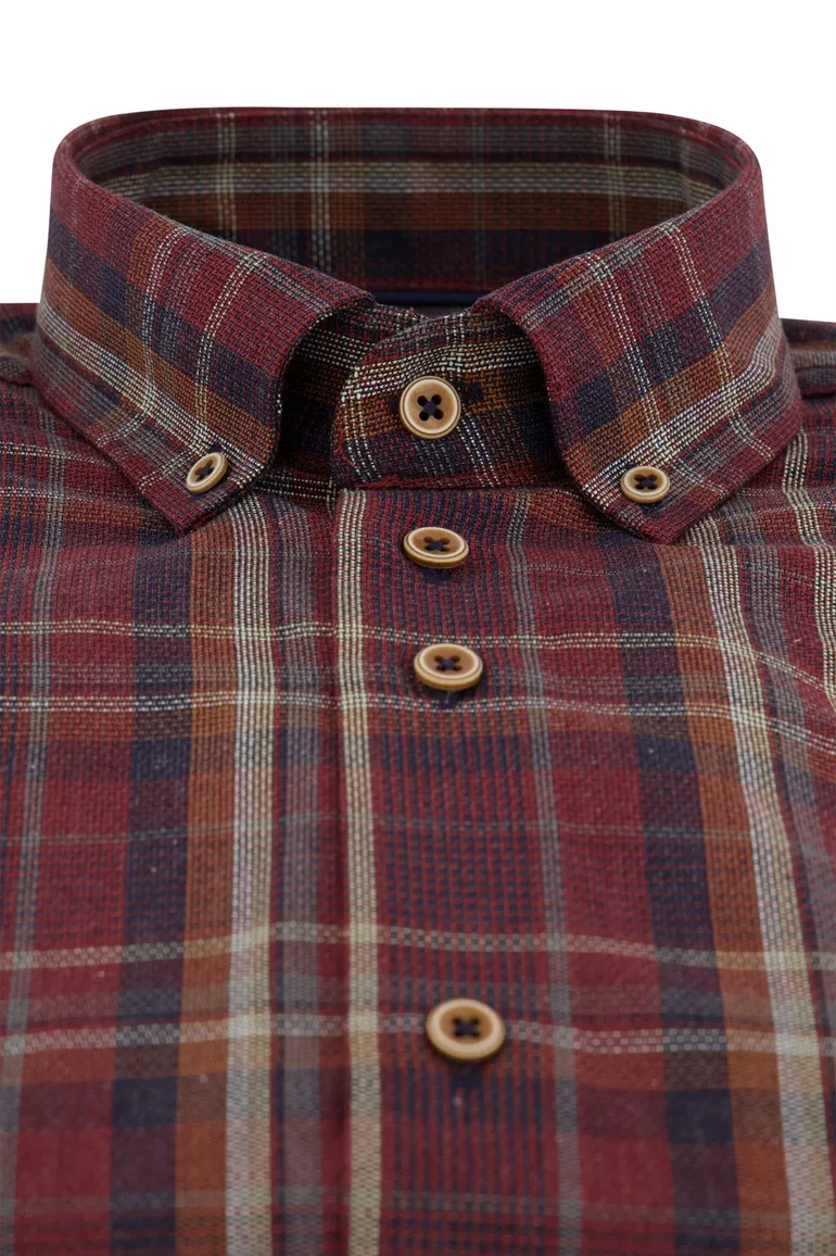 Eden Valley overhemd regular fit katoen bordeaux geruit