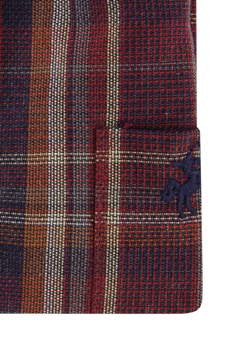 Eden Valley overhemd regular fit katoen bordeaux geruit
