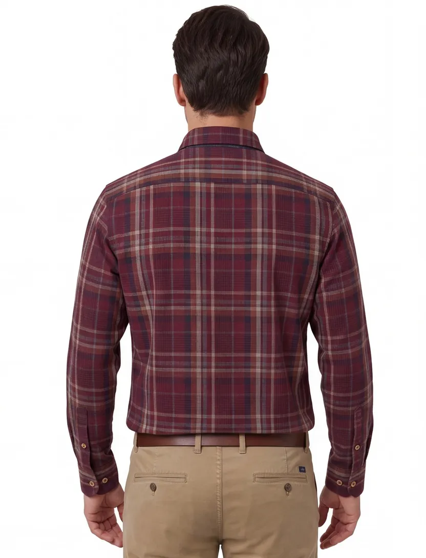 Eden Valley overhemd katoen regular fit bordeaux geruit