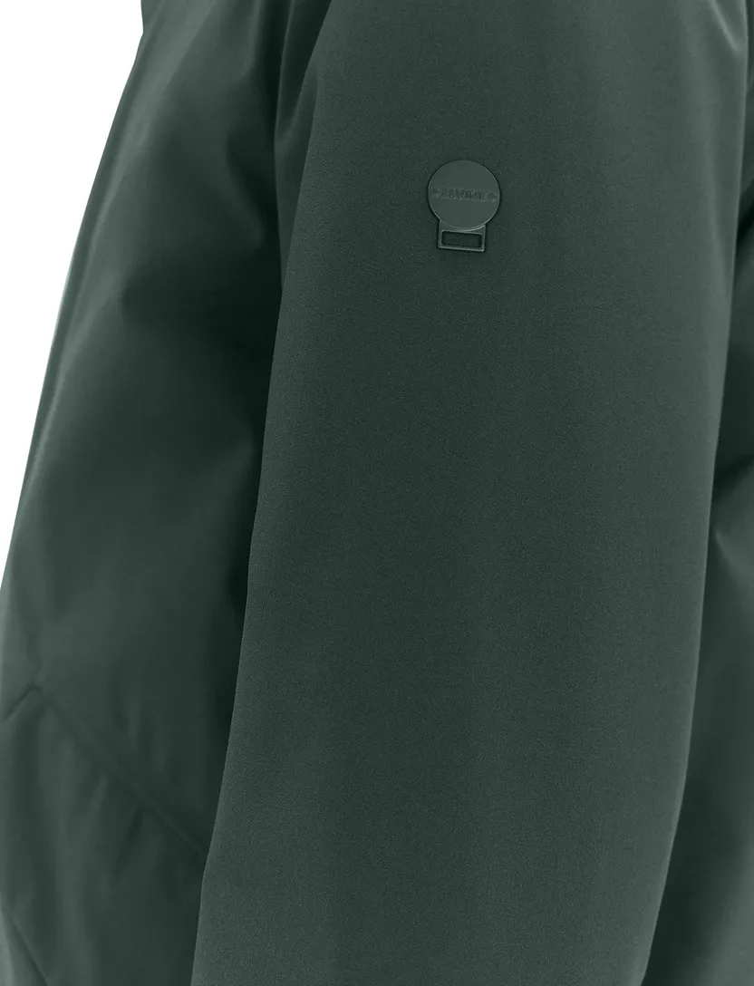 Groene winterjas Elvine Hjalmar effen rits + knoop normale fit