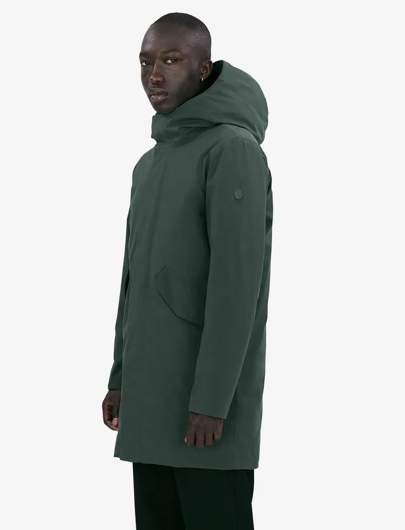 Groene winterjas Elvine Hjalmar effen rits + knoop normale fit