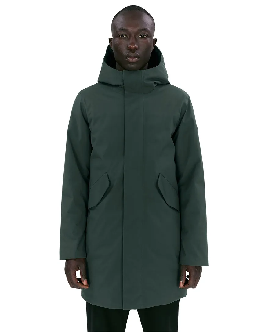 Groene winterjas Elvine Hjalmar effen rits + knoop normale fit