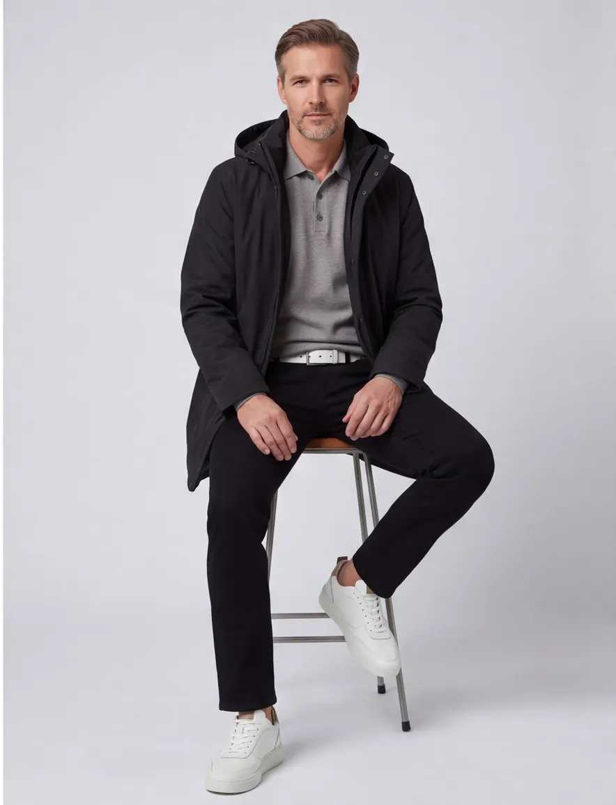 Elvine winterjas zwart model Jeffrey effen rits normale fit