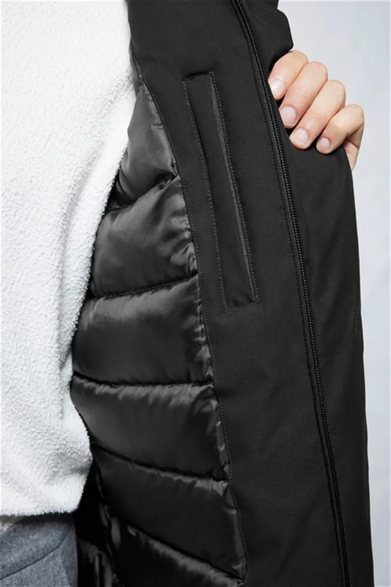 Elvine winterjas zwart model Jeffrey effen rits normale fit