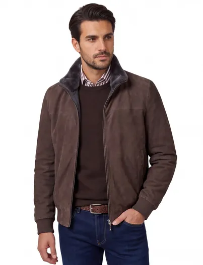 Gimos Gimo's winterjas leer bruin normale fit