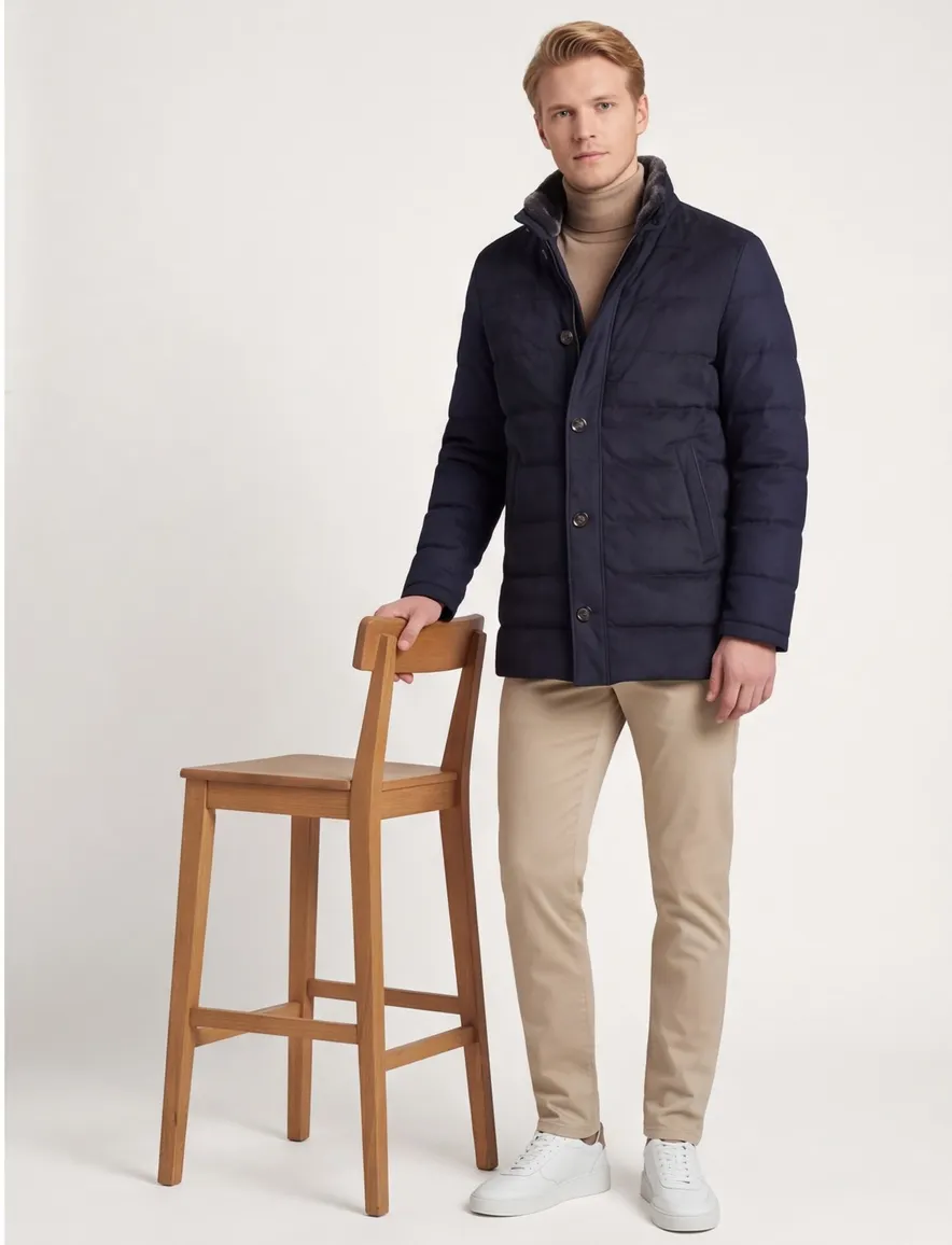 Gimo's jas blauw afneembare kraag