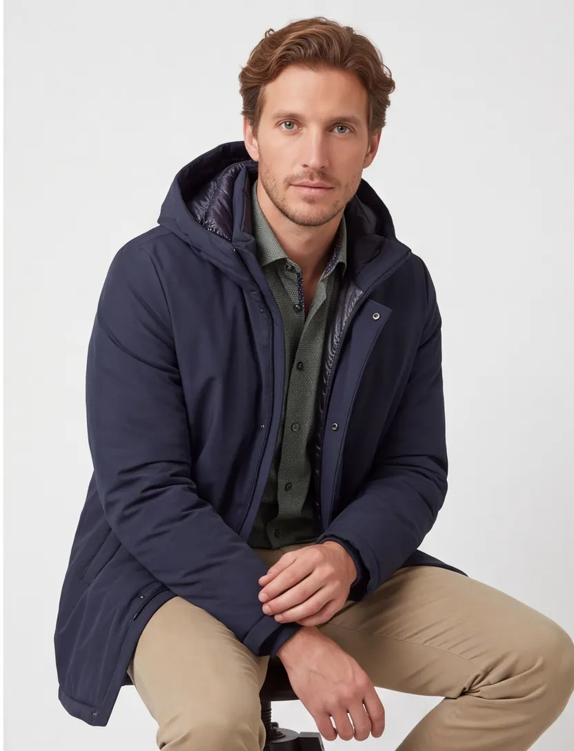 Gimo's normale fit winterjas donkerblauw