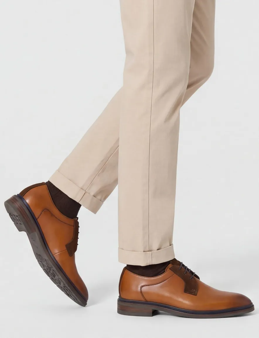 Giorgio nette lage veterschoenen bruin effen leer