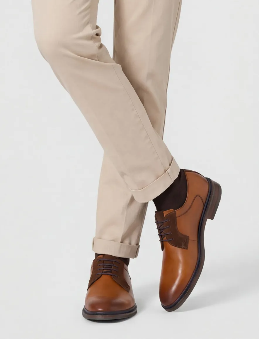 Giorgio nette lage veterschoenen bruin effen leer