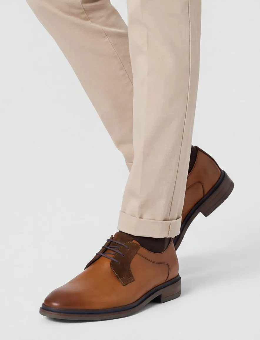 Giorgio nette lage veterschoenen bruin effen leer