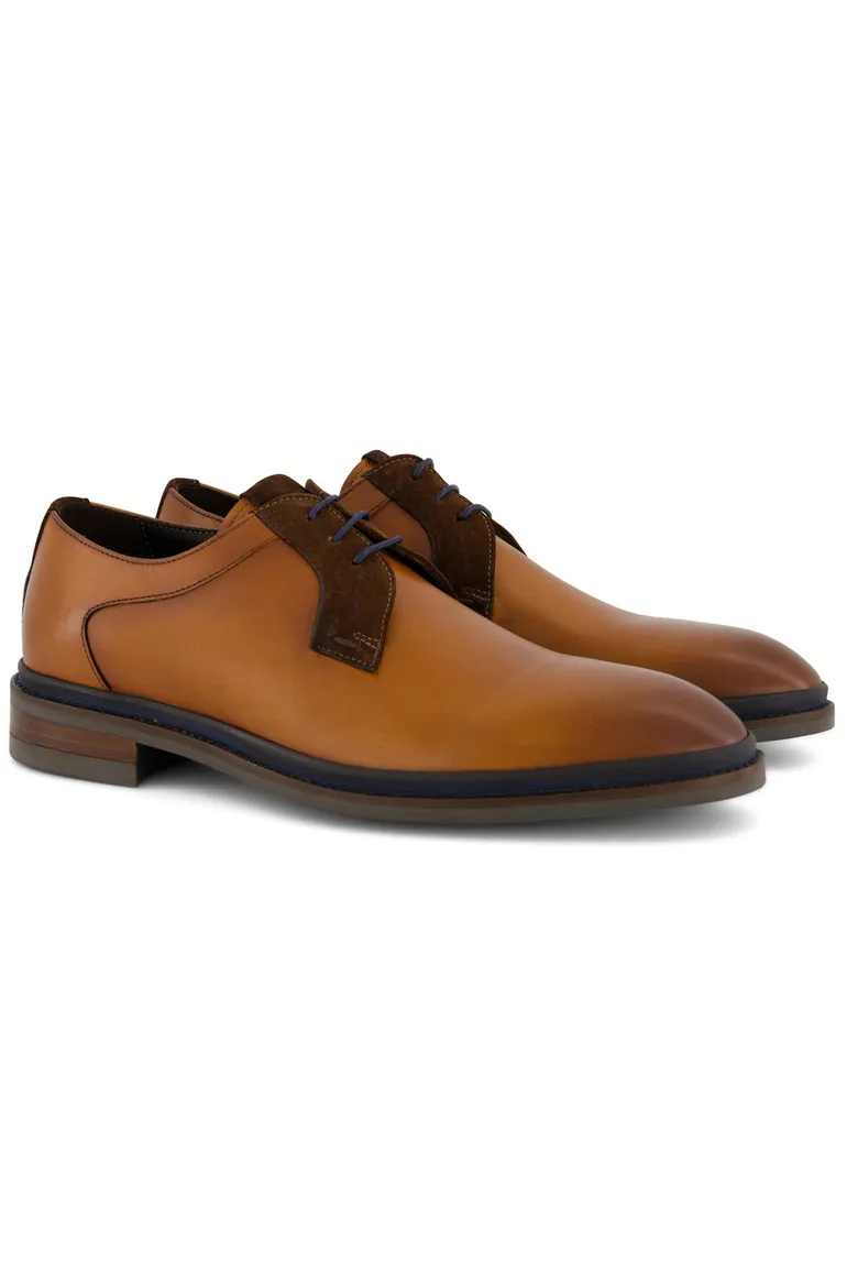 Giorgio nette lage veterschoenen bruin effen leer