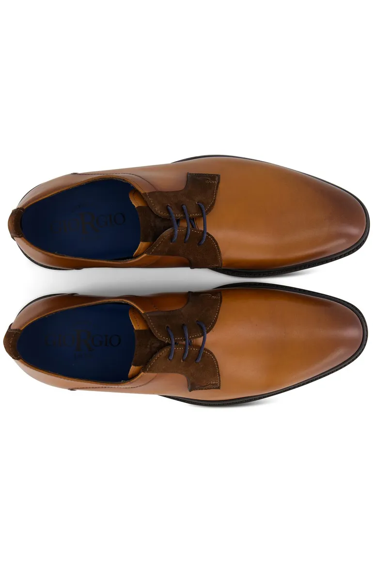 Giorgio nette lage veterschoenen bruin effen leer