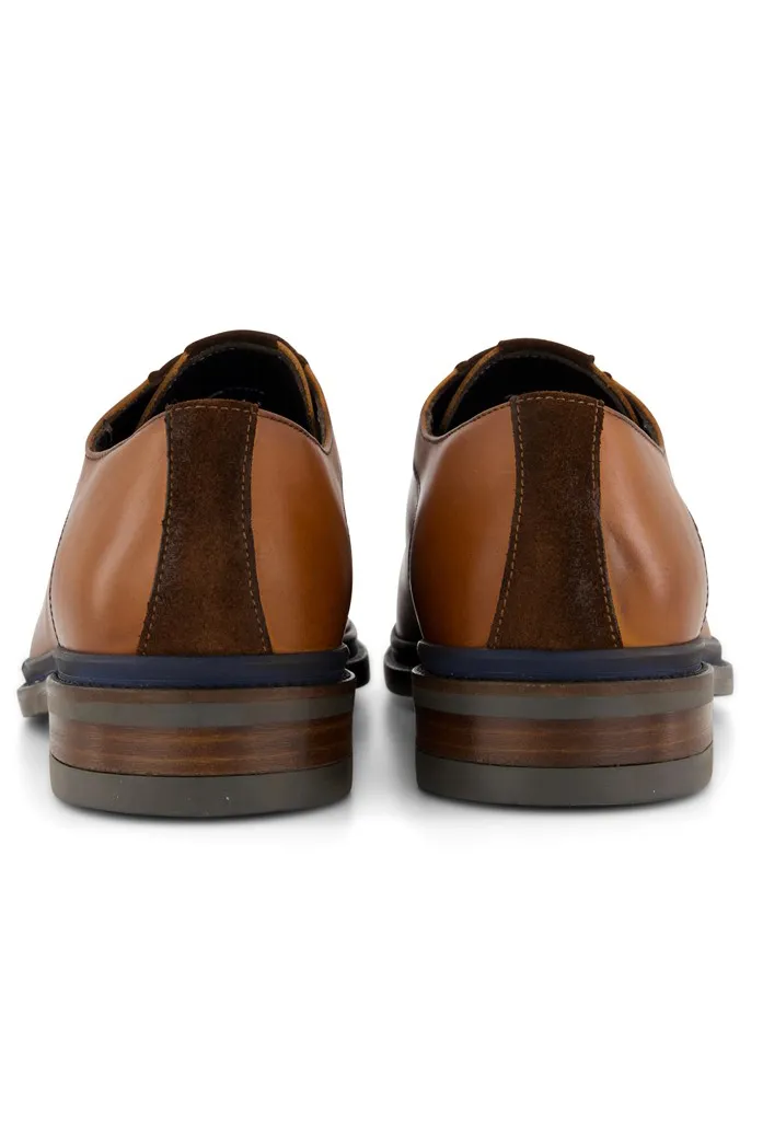 Giorgio nette lage veterschoenen bruin effen leer
