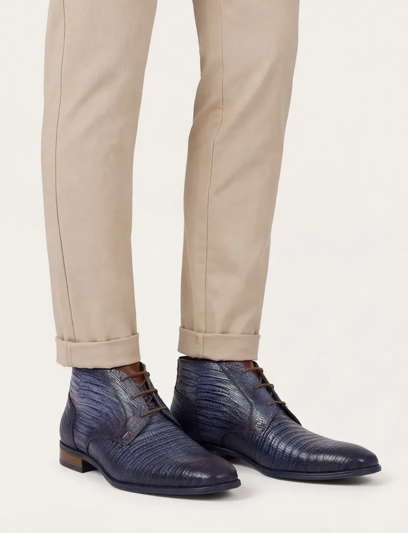 Giorgio nette veterschoenen blauw met print leer