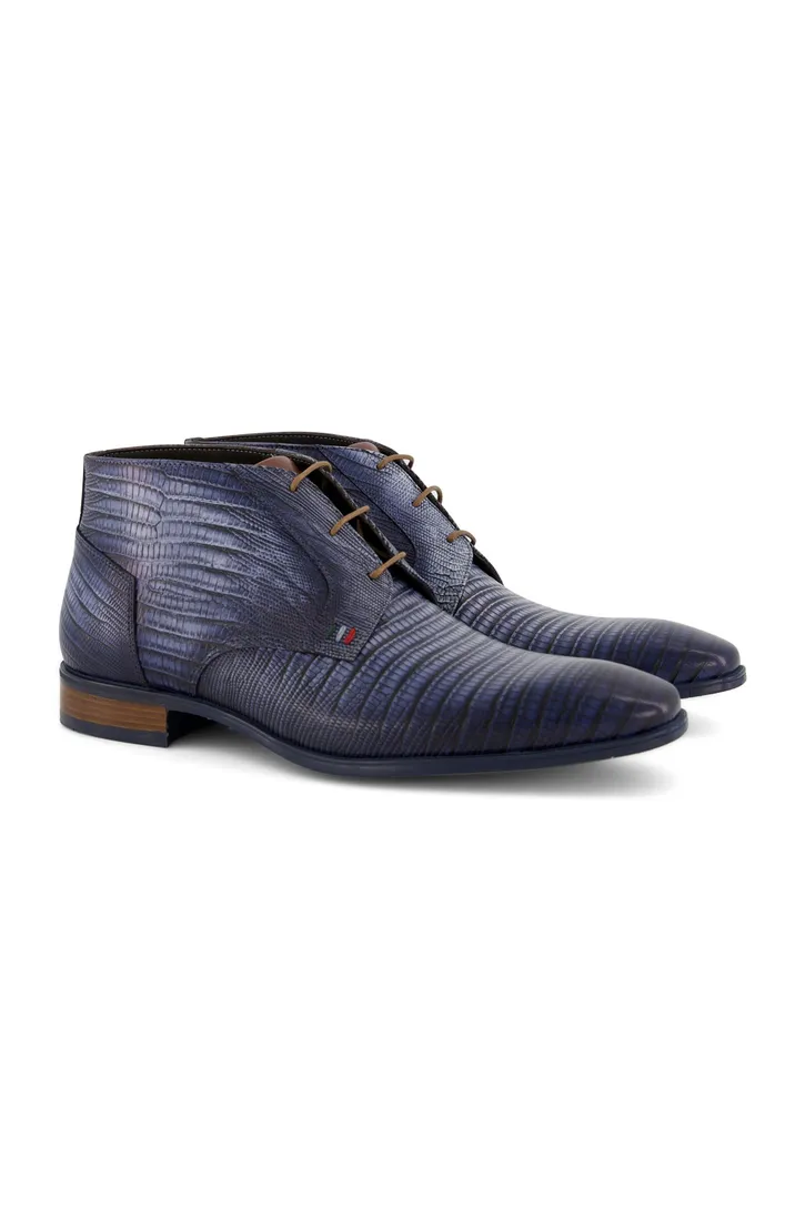 Giorgio nette veterschoenen blauw met print leer