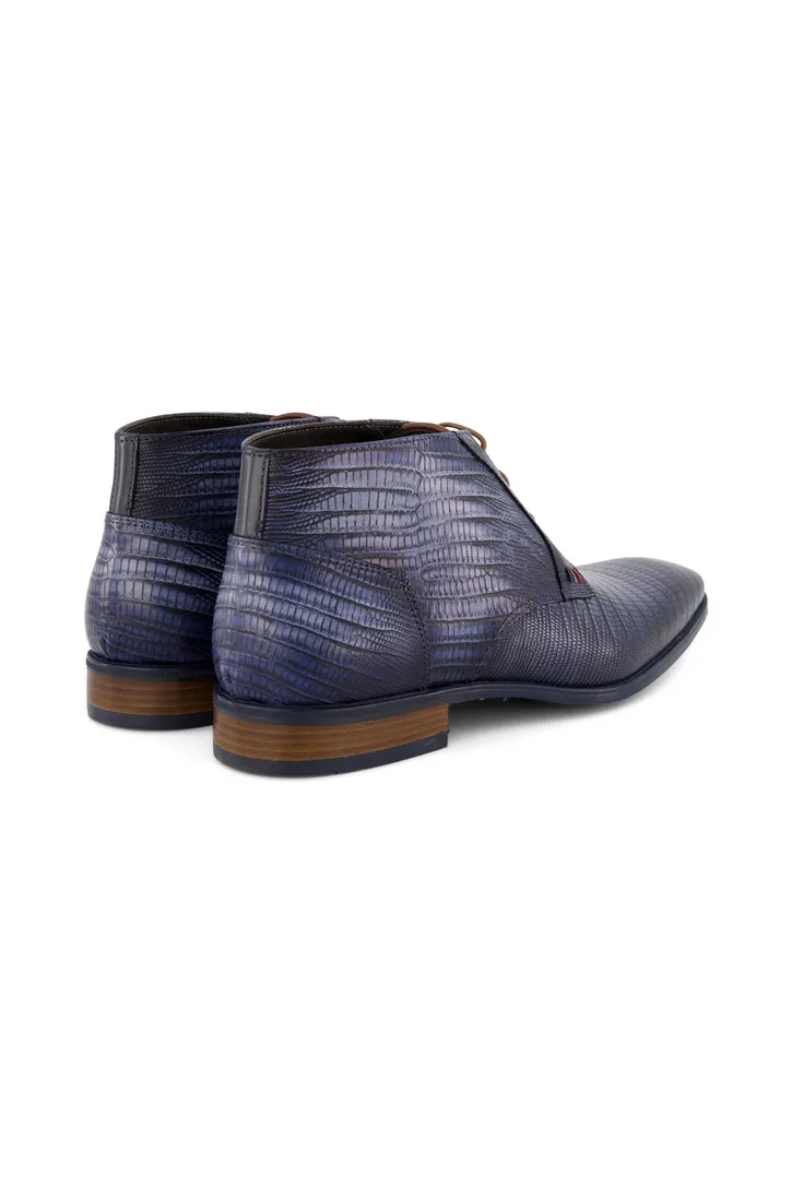 Giorgio nette veterschoenen blauw met print leer