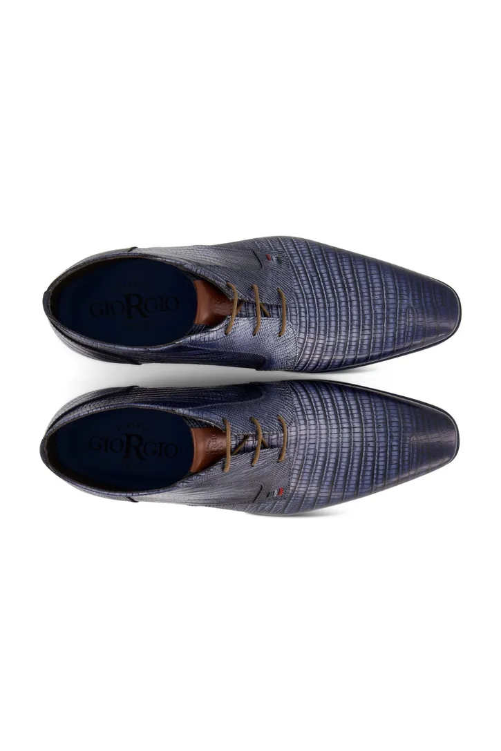 Giorgio nette veterschoenen blauw met print leer