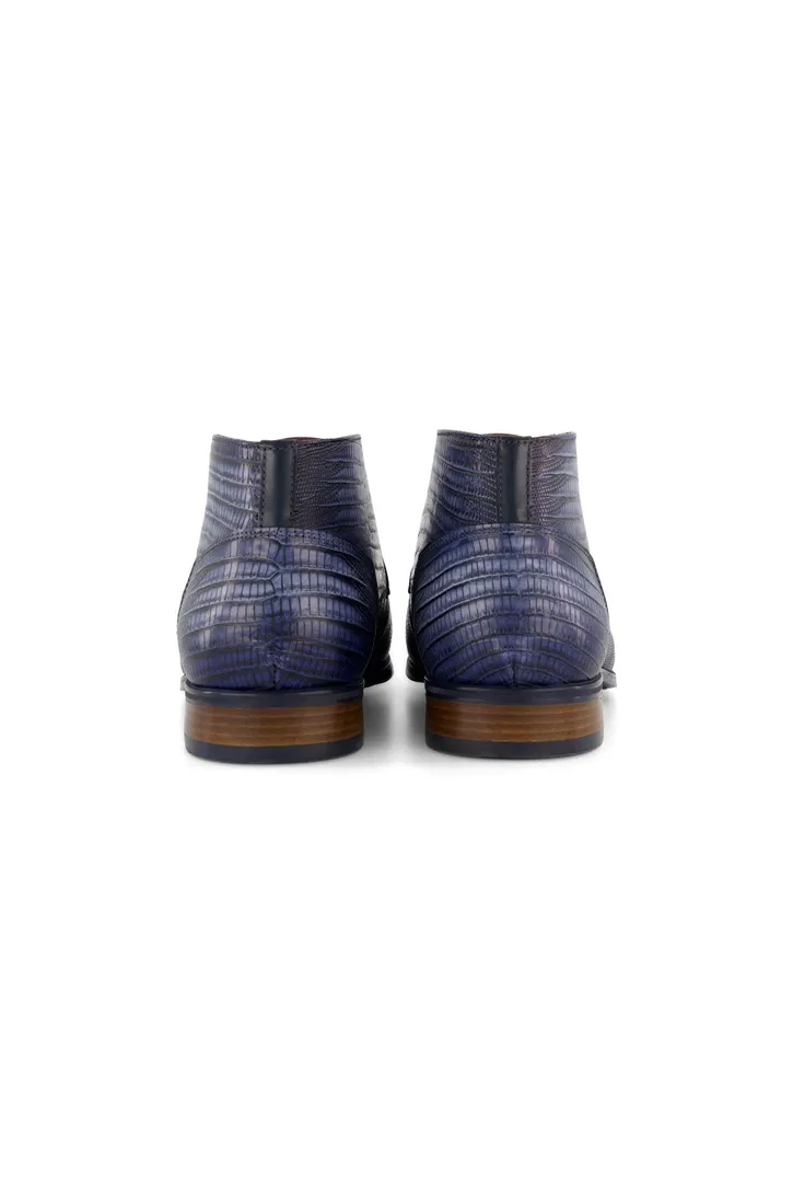 Giorgio nette veterschoenen blauw met print leer