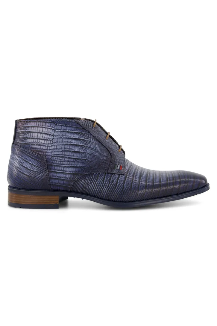 Giorgio nette veterschoenen blauw met print leer