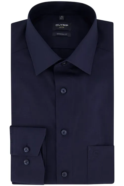 Zakelijk Olymp overhemd normale fit donkerblauw effen