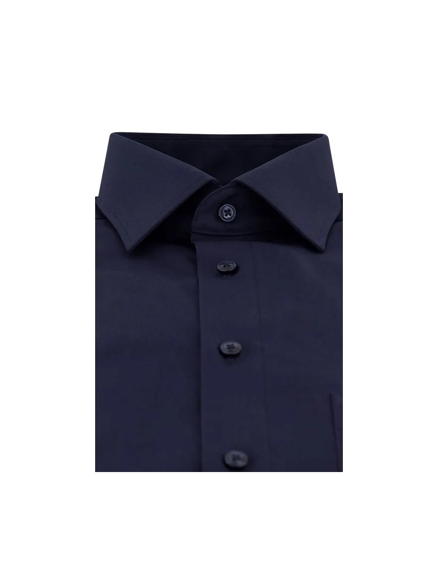Olymp zakelijk overhemd Luxor Modern Fit navy effen katoen