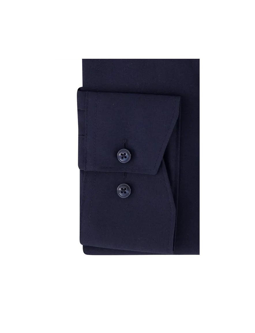 Olymp zakelijk overhemd Luxor Modern Fit navy effen katoen