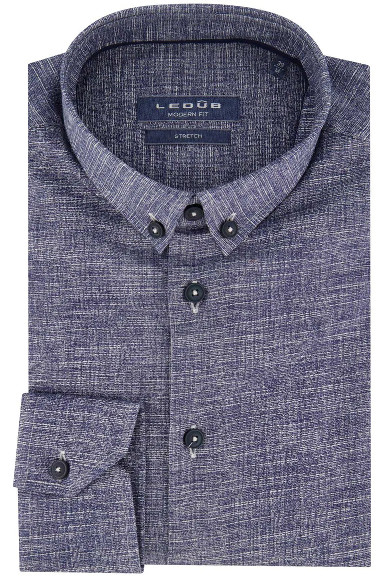 Ledub overhemd blauw geprint