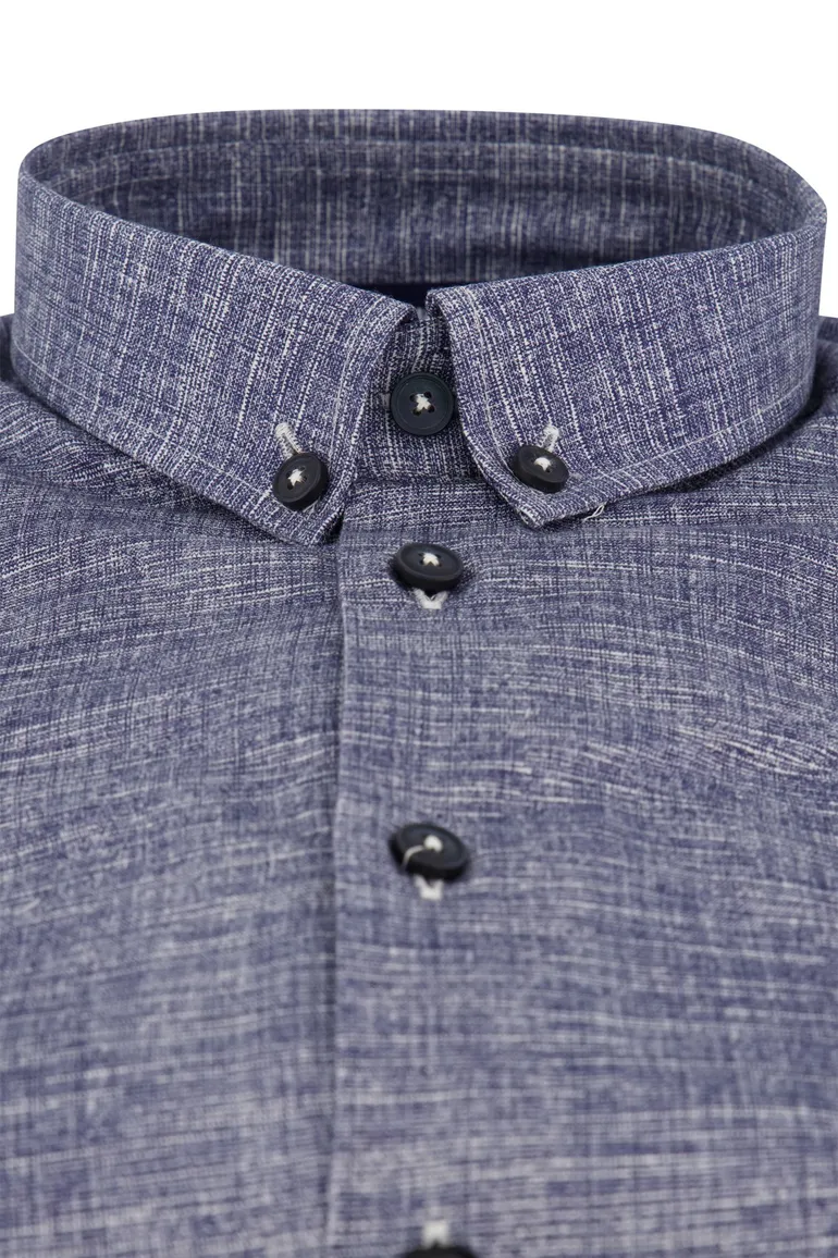 Ledub overhemd blauw geprint