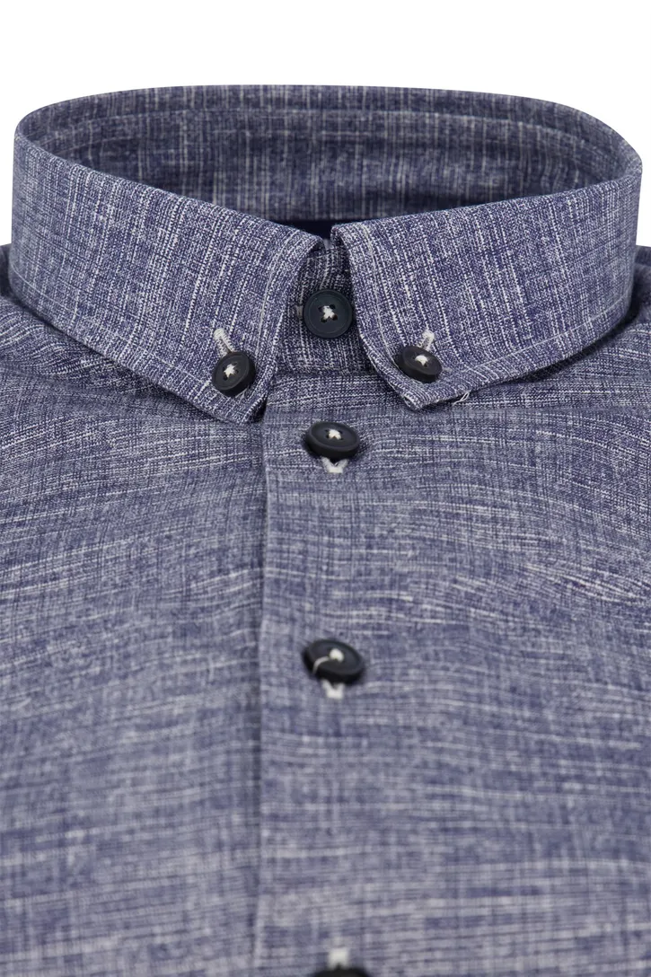 Ledub overhemd modern fit katoen blauw geprint