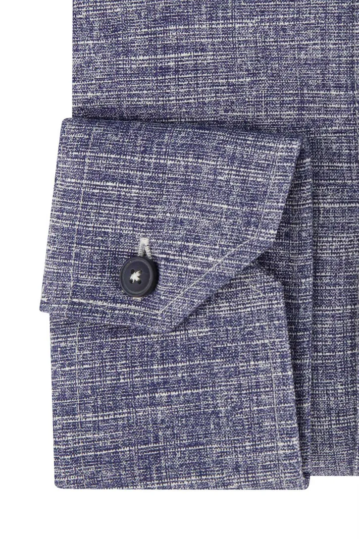 Ledub overhemd modern fit katoen blauw geprint