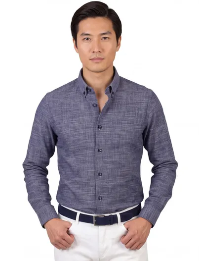 Ledub Ledub overhemd modern fit katoen blauw geprint