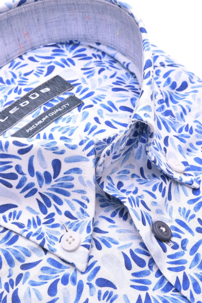 Ledub overhemd blauw geprint Modern Fit
